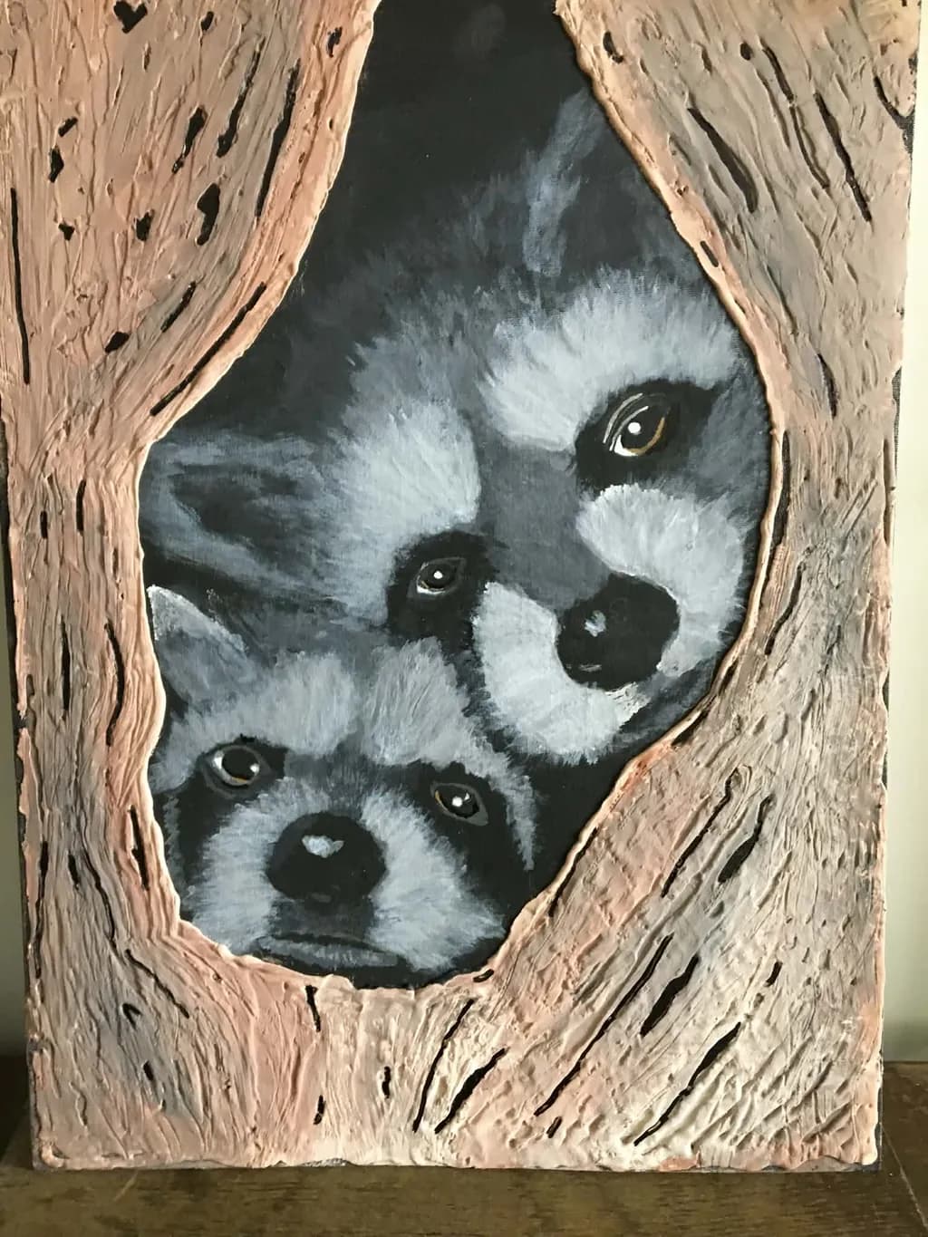 Raccoon Family Tree Hollow