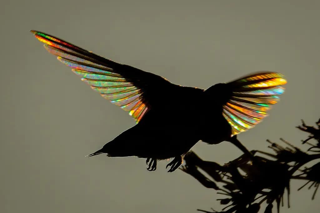 Iridescent Bird in Flight