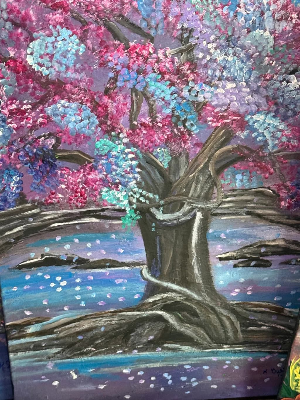 Blossoming Tree by Water