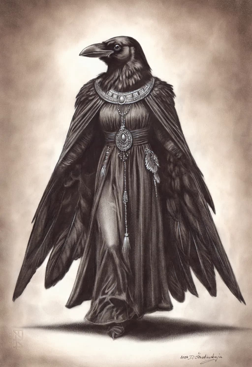 Elegance Of The Crow Goddess-Award Winning Artwork