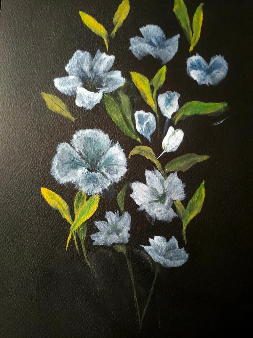 Blue Blossoms on Black