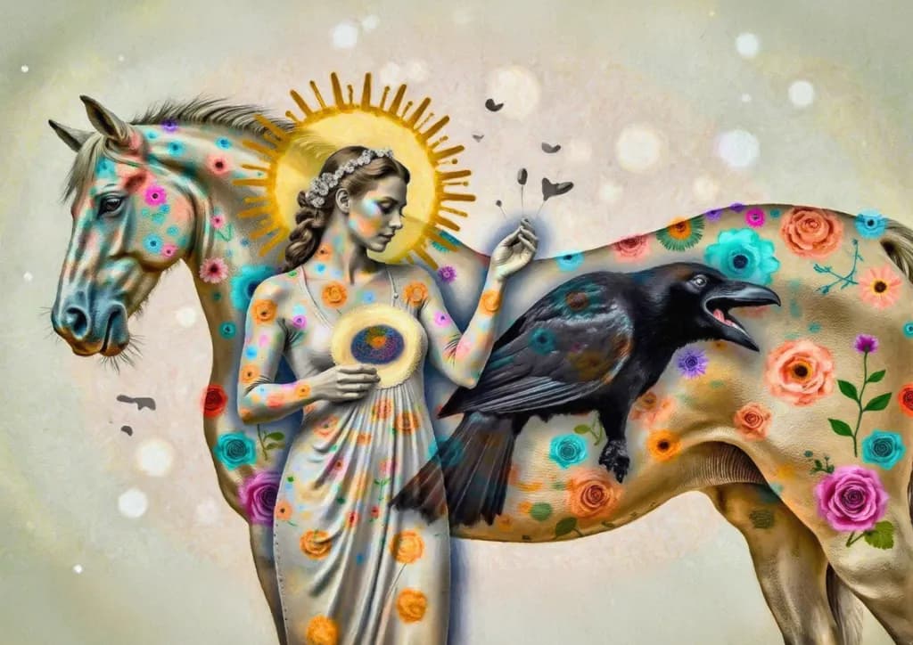 Flower Horse and Woman