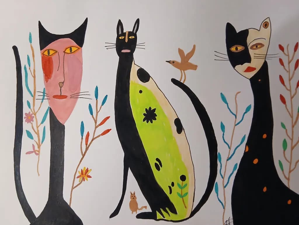 Folklore Cats in Bloom