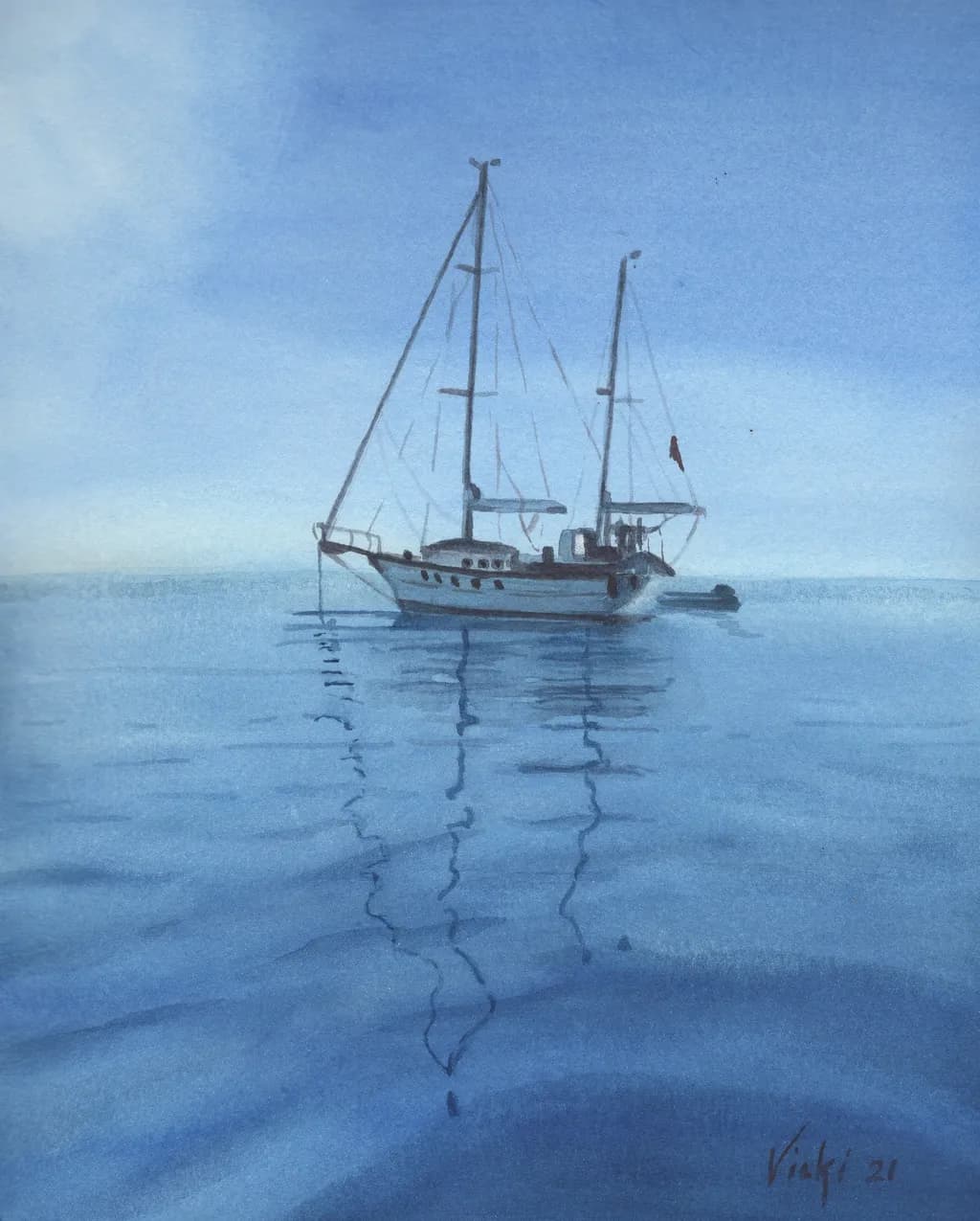 Sailboat on Blue Water