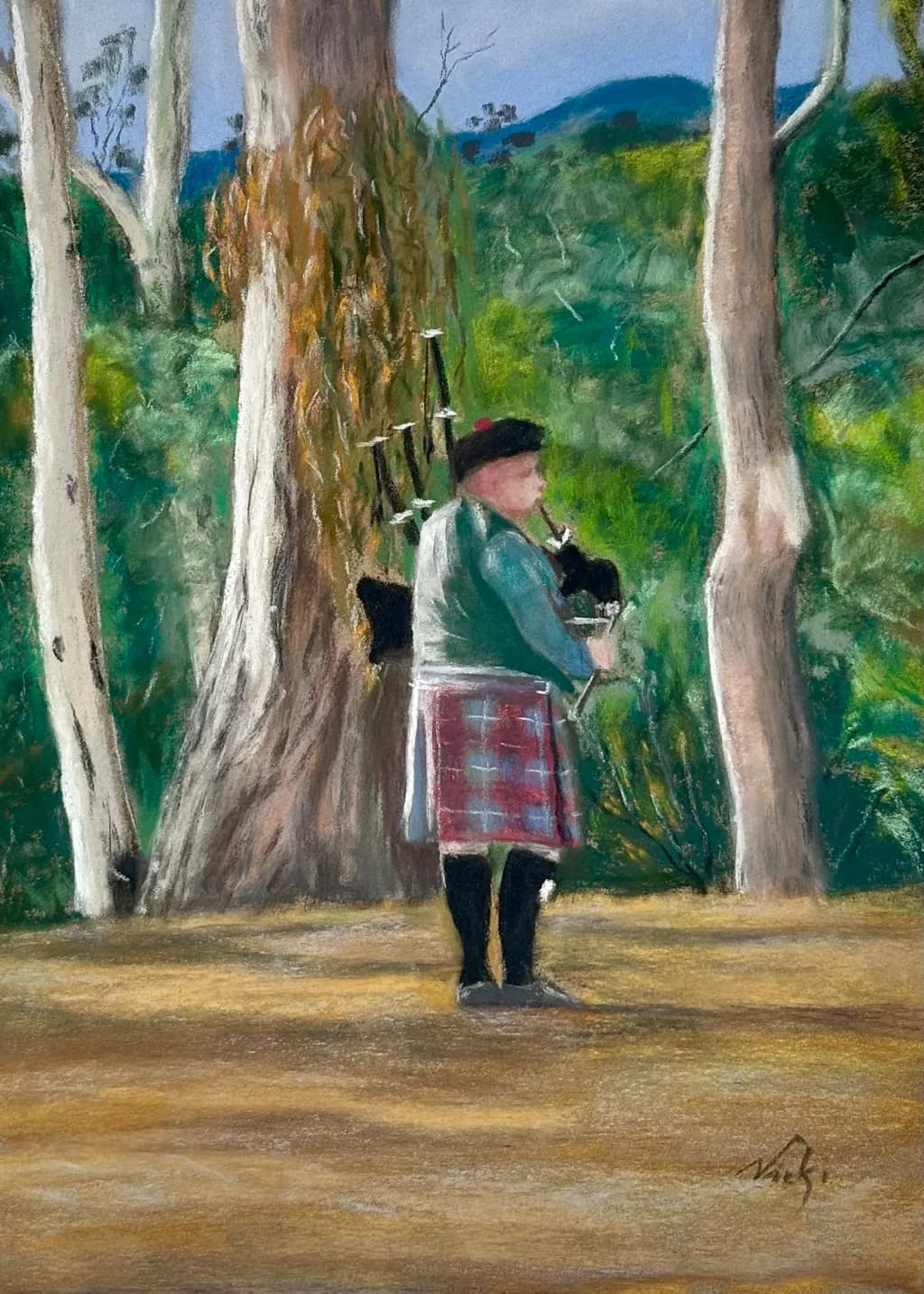 Bagpiper in Eucalyptus Forest