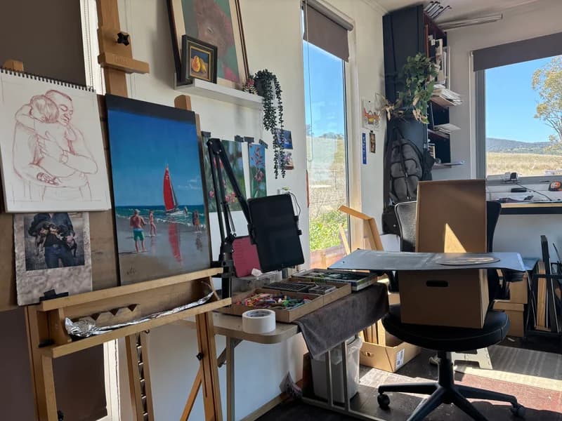 working studio! with easel