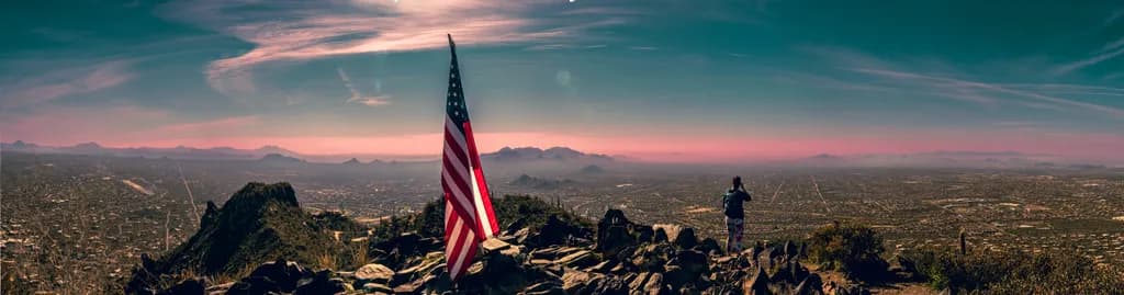 American Flag, Sky and Sand