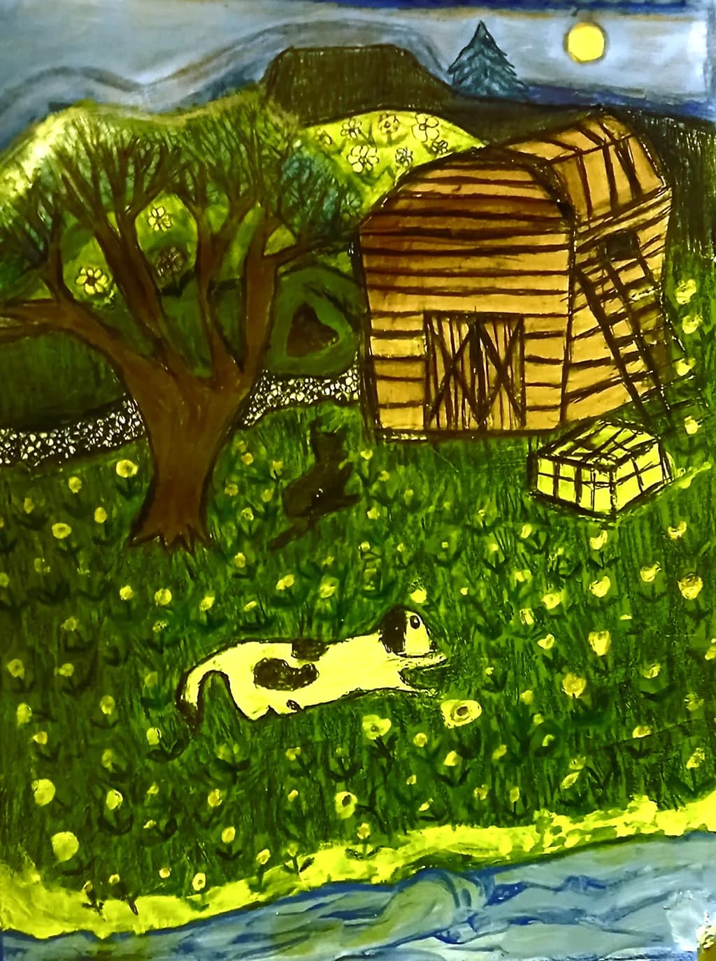 Moonlit Mountain Barnyard