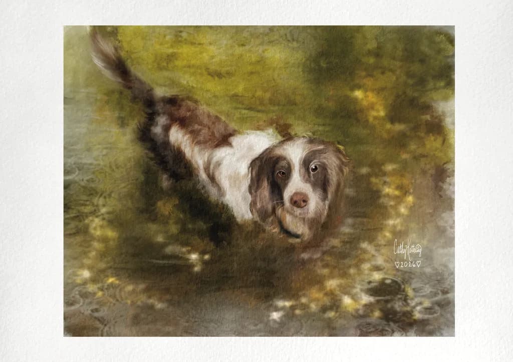 Spaniel in the Stream