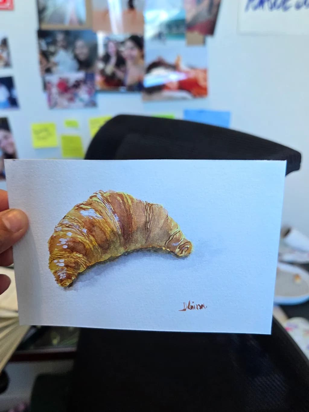 Golden Croissant Watercolor
