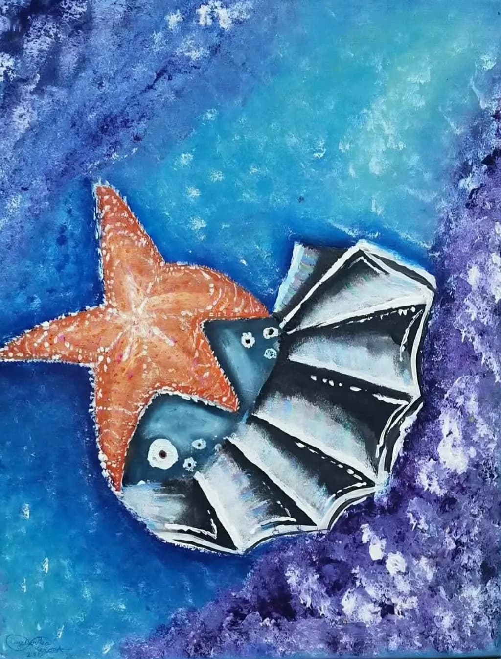 Starfish and Shell Underwater