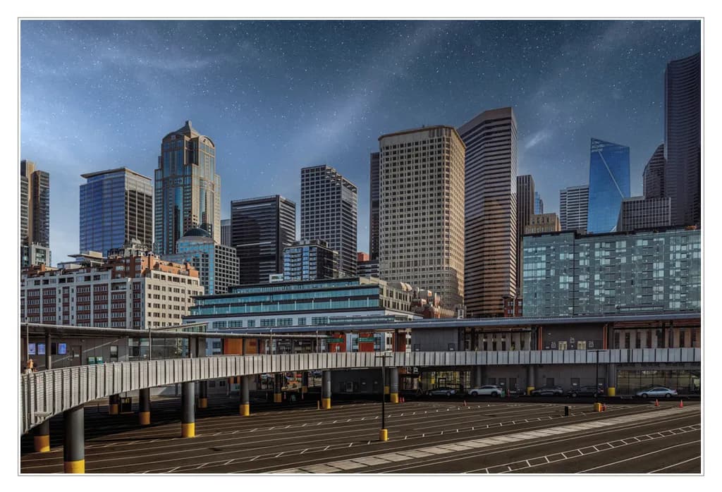 Dusk Over Pier 52 Seattle Ferry Terminal