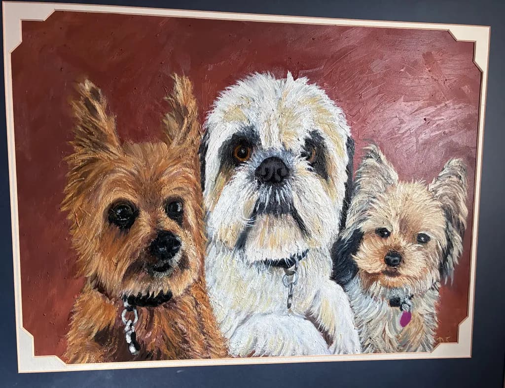 Three Dogs in Burgundy