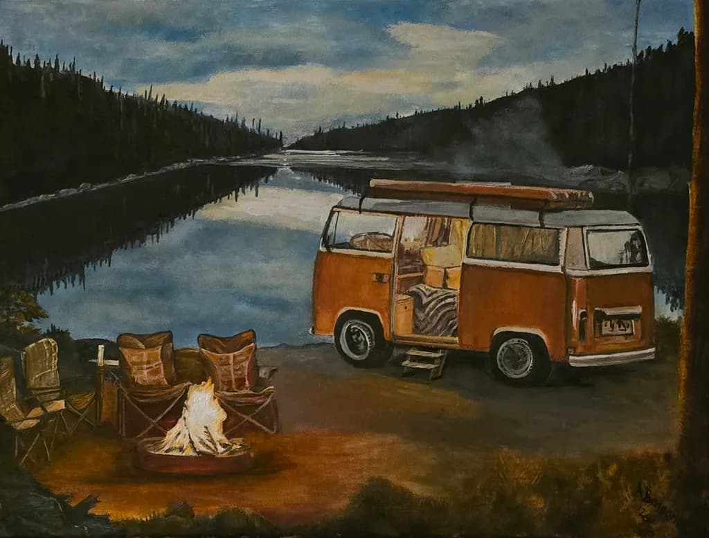 Lakeside Van Campfire