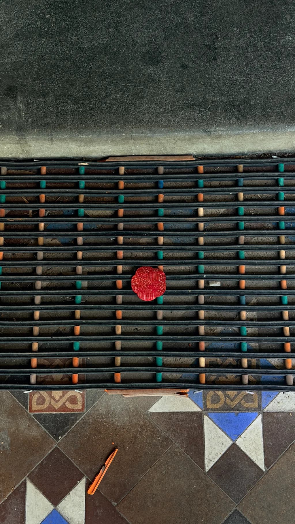 Grate Pattern with Red Accent
