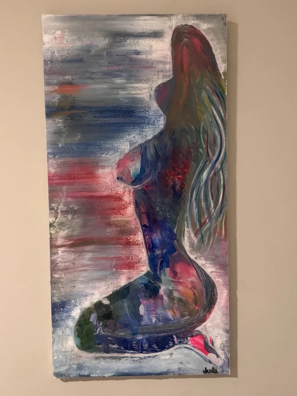 Crimson Figure in Motion