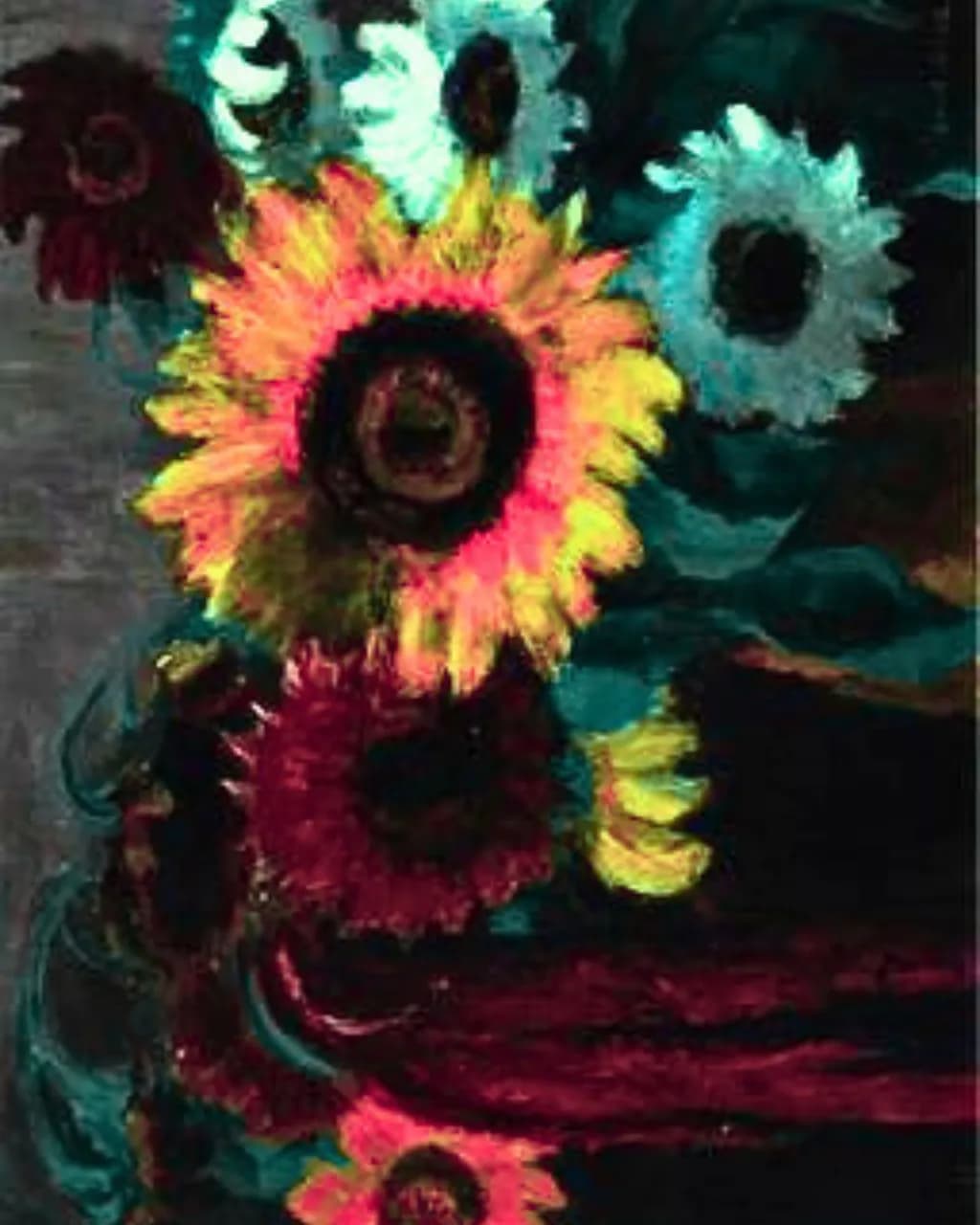 Crimson Sunflower Bloom