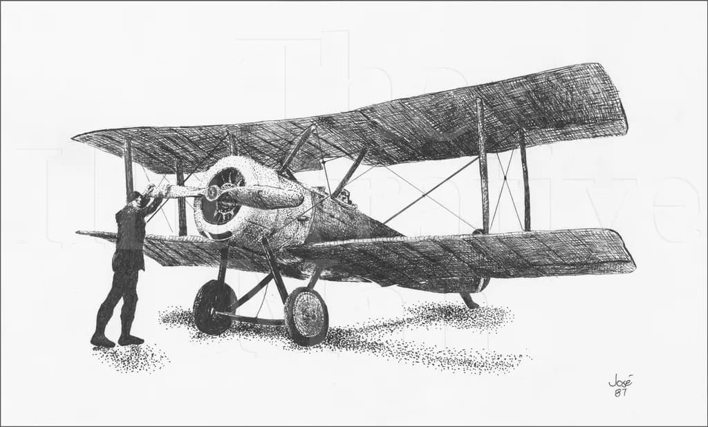 Vintage Biplane Sketch