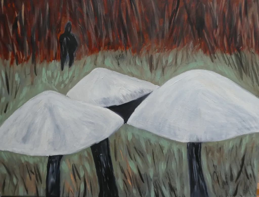 Three Pale Mushrooms
