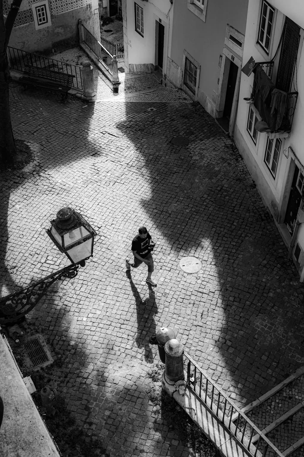 Cobblestone Street Shadows