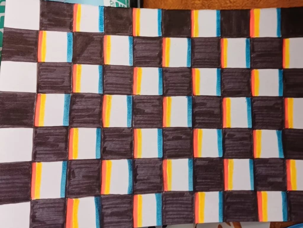 Hand-Drawn Color Checkerboard