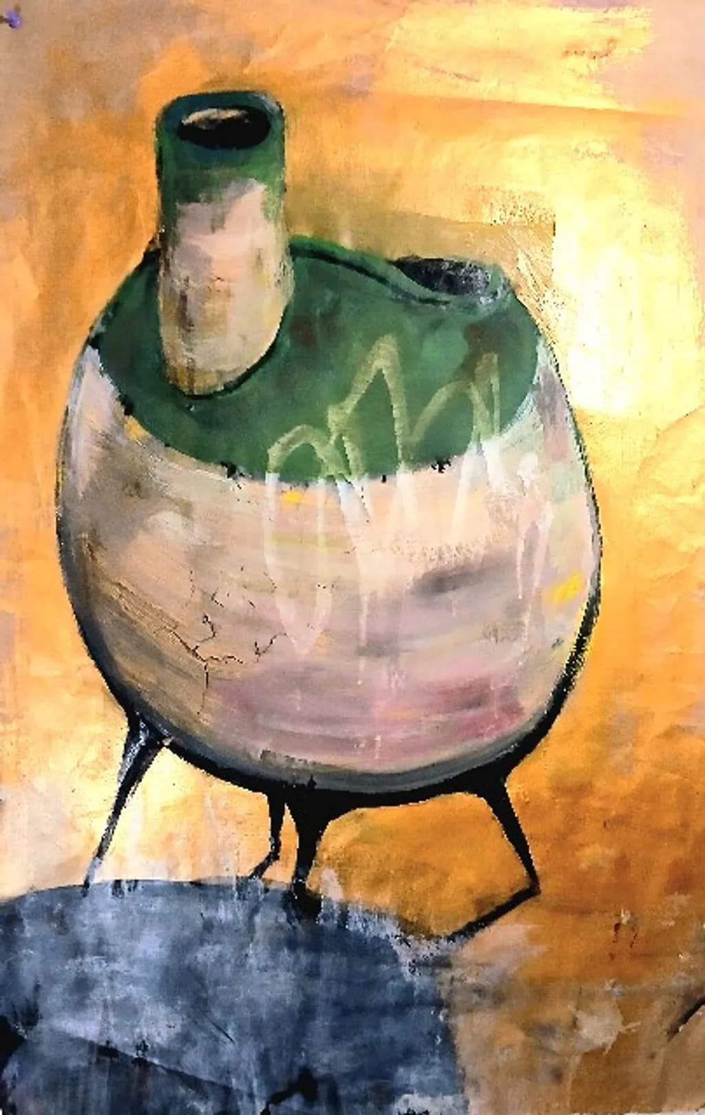 Green Bottle Bird Painting