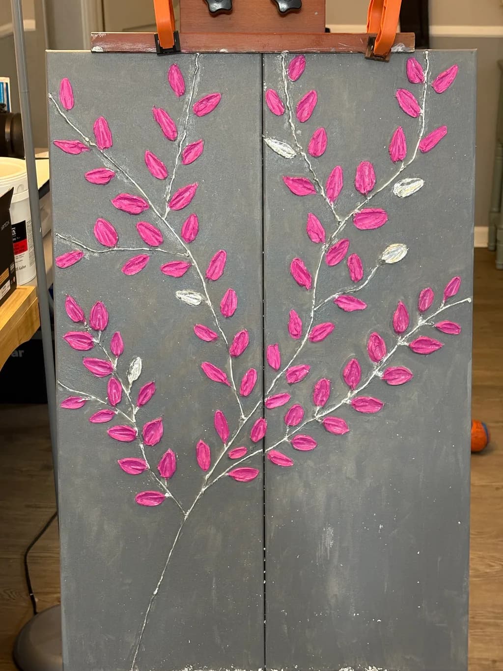 Pink Branches on Slate