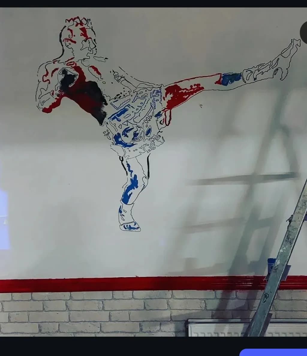 Mural on a Thai Boxing Gym Wall