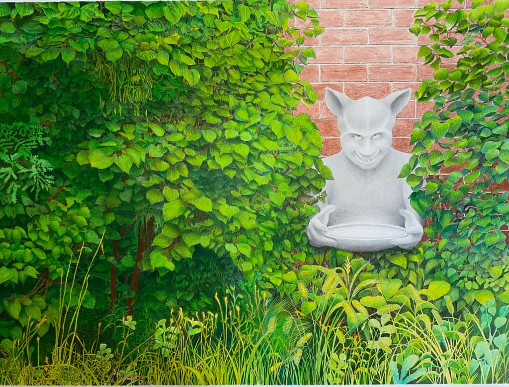 The Birdbath by the Garden Wall