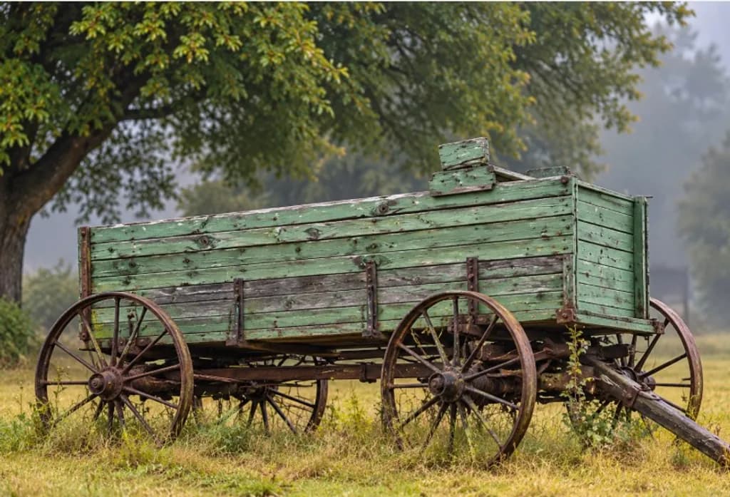 Weathered Green Wagon
