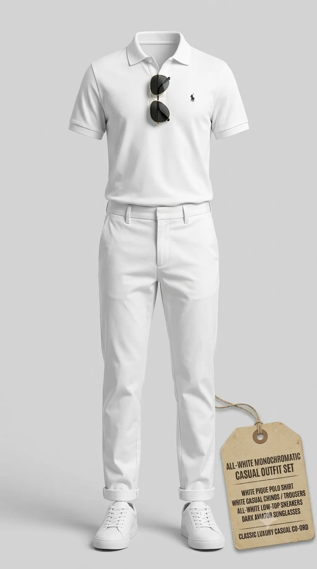 All-White Monochromatic Casual Outfit Set