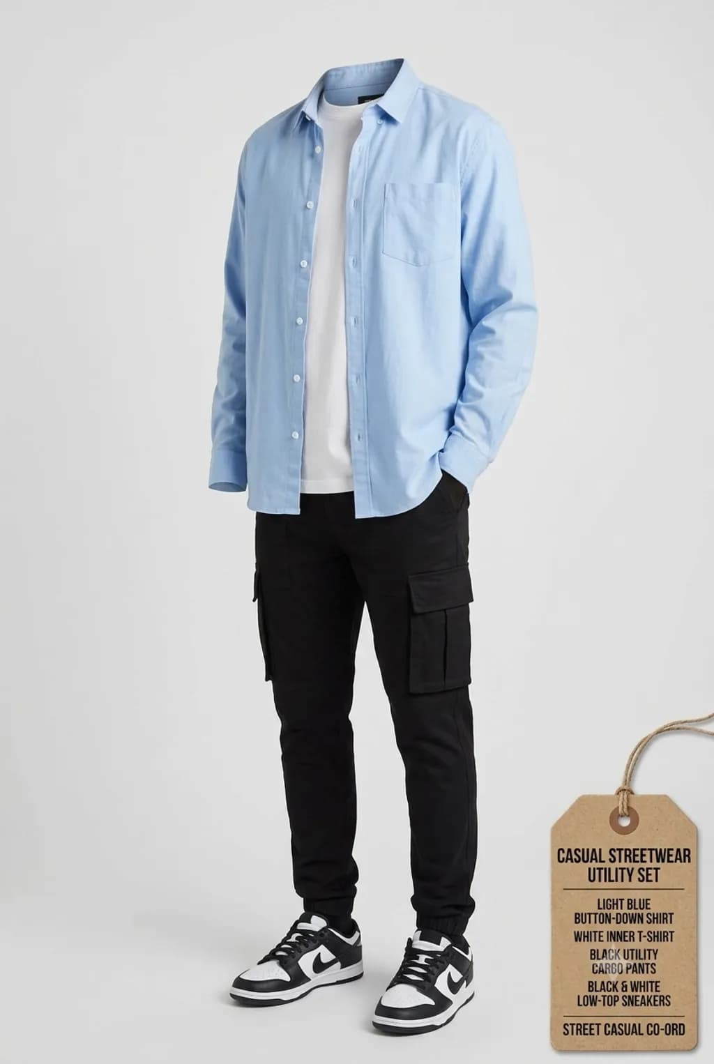 Blue Layered Utility Streetwear Set