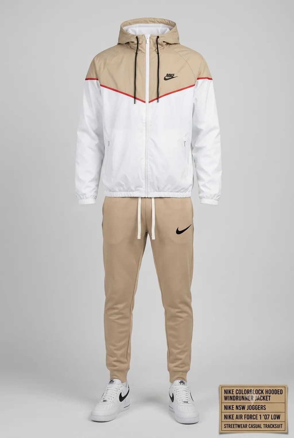 Nike Beige White Colorblock Tracksuit