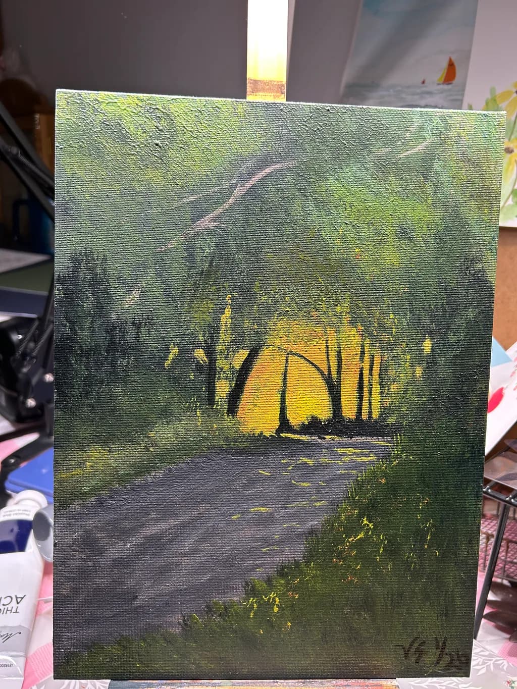Sunset at the end of the road