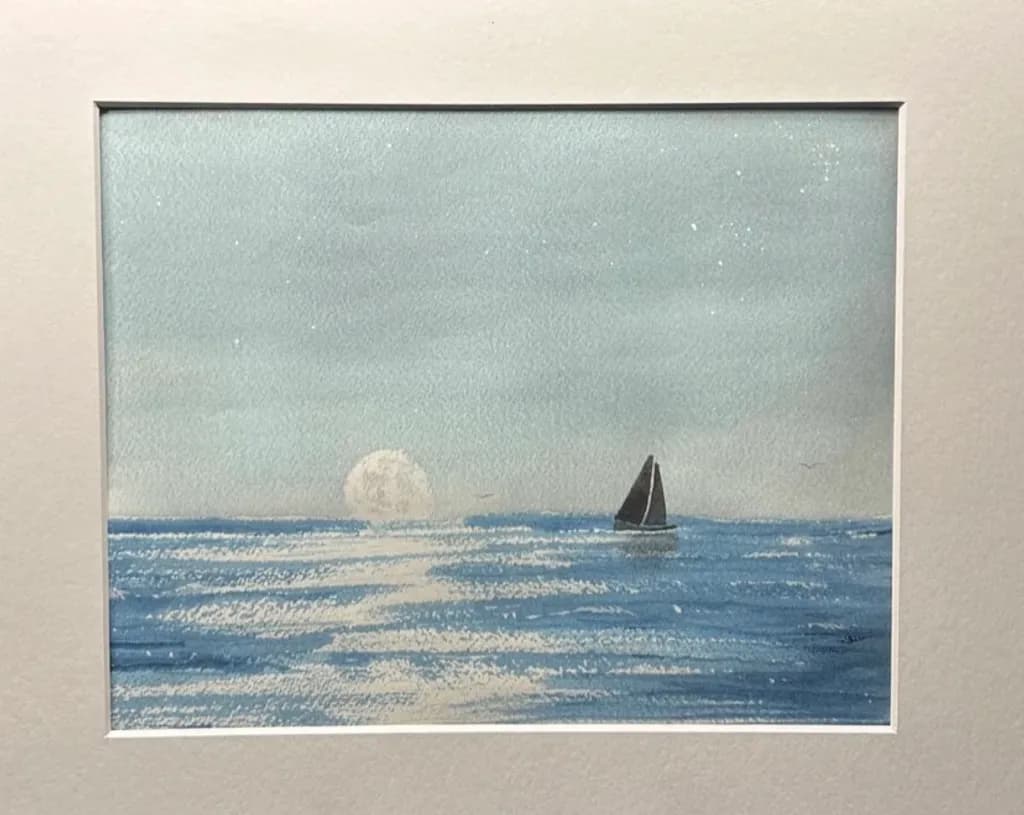 Moonlit Sailboat Sea
