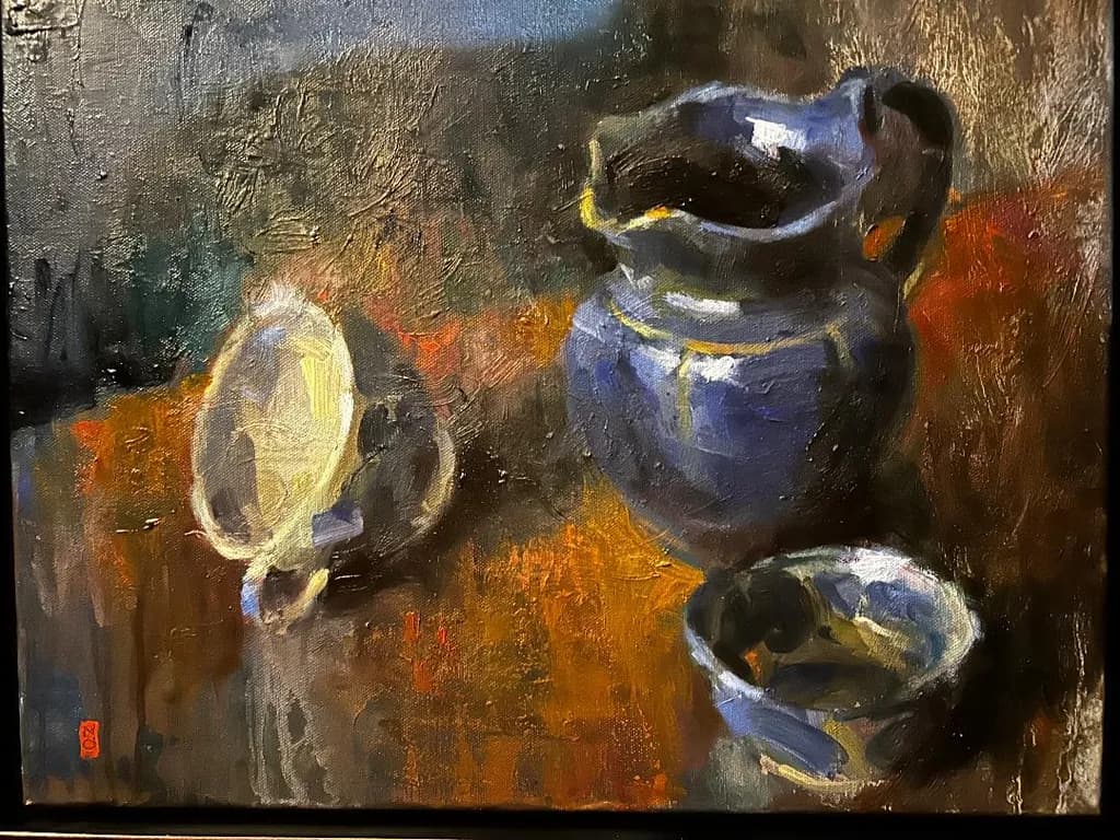 Mine Blue Pitcher and Cups
