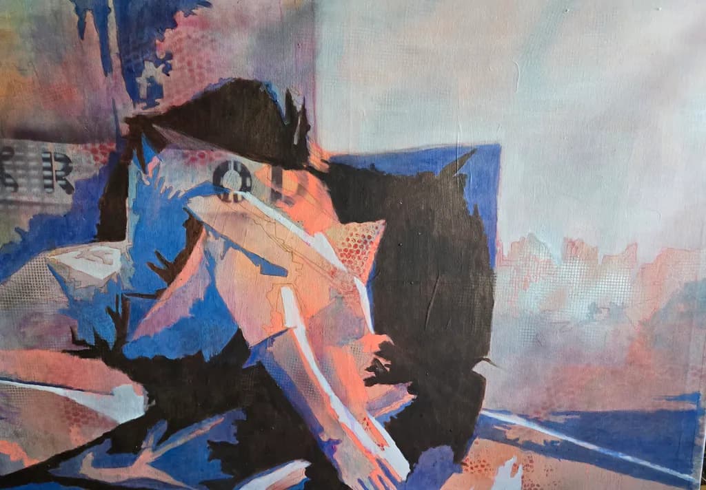 Cubist Figure in Blue