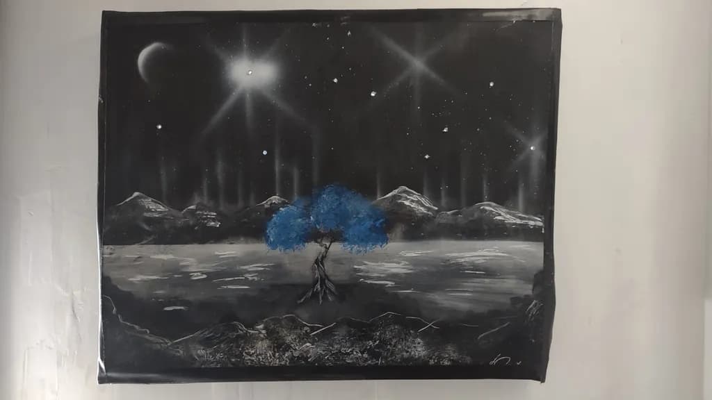 Blue Tree Under Stars