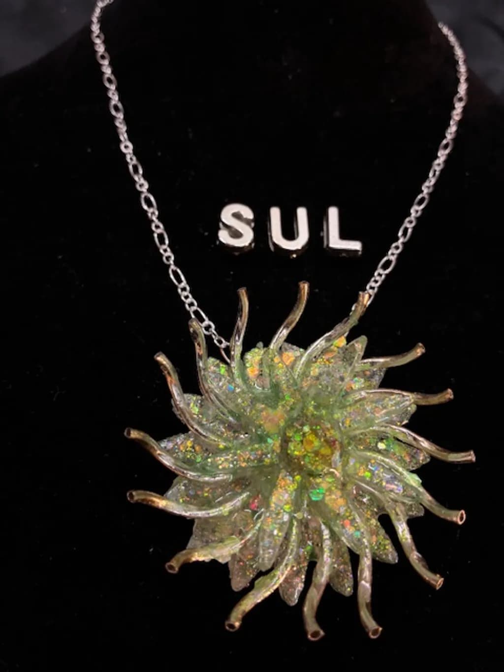 Opal Sunflower Pendant