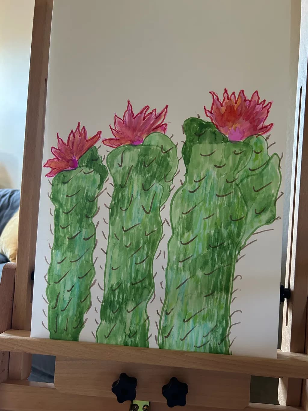 Three Blooming Cacti