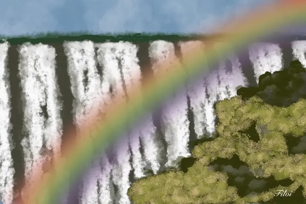 Rainbow Over the Waterfall