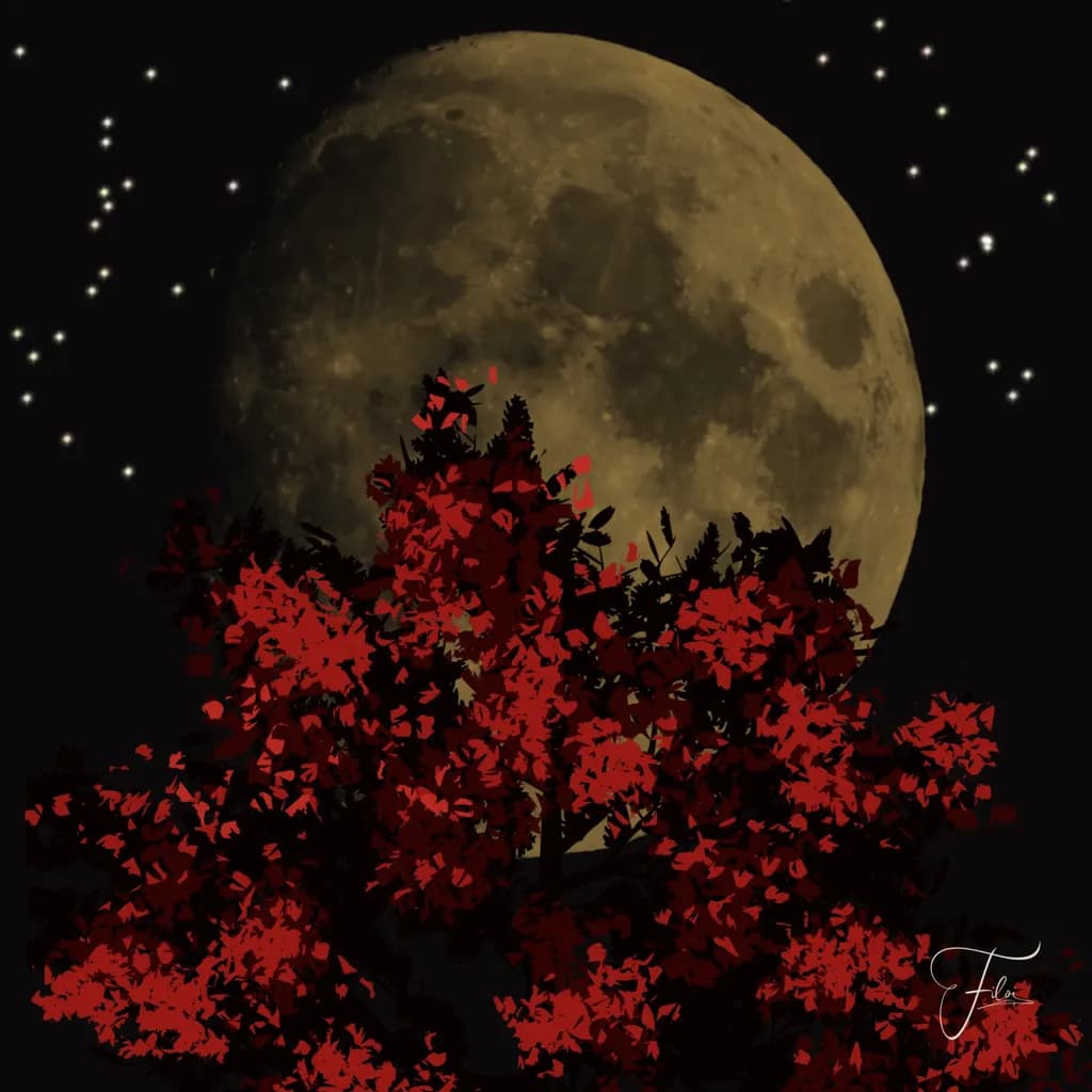 Moonlit Crimson Canopy