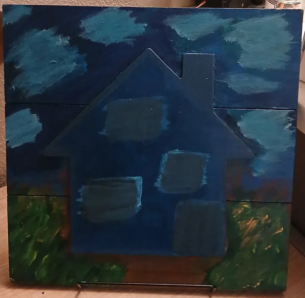 Blue House at Night