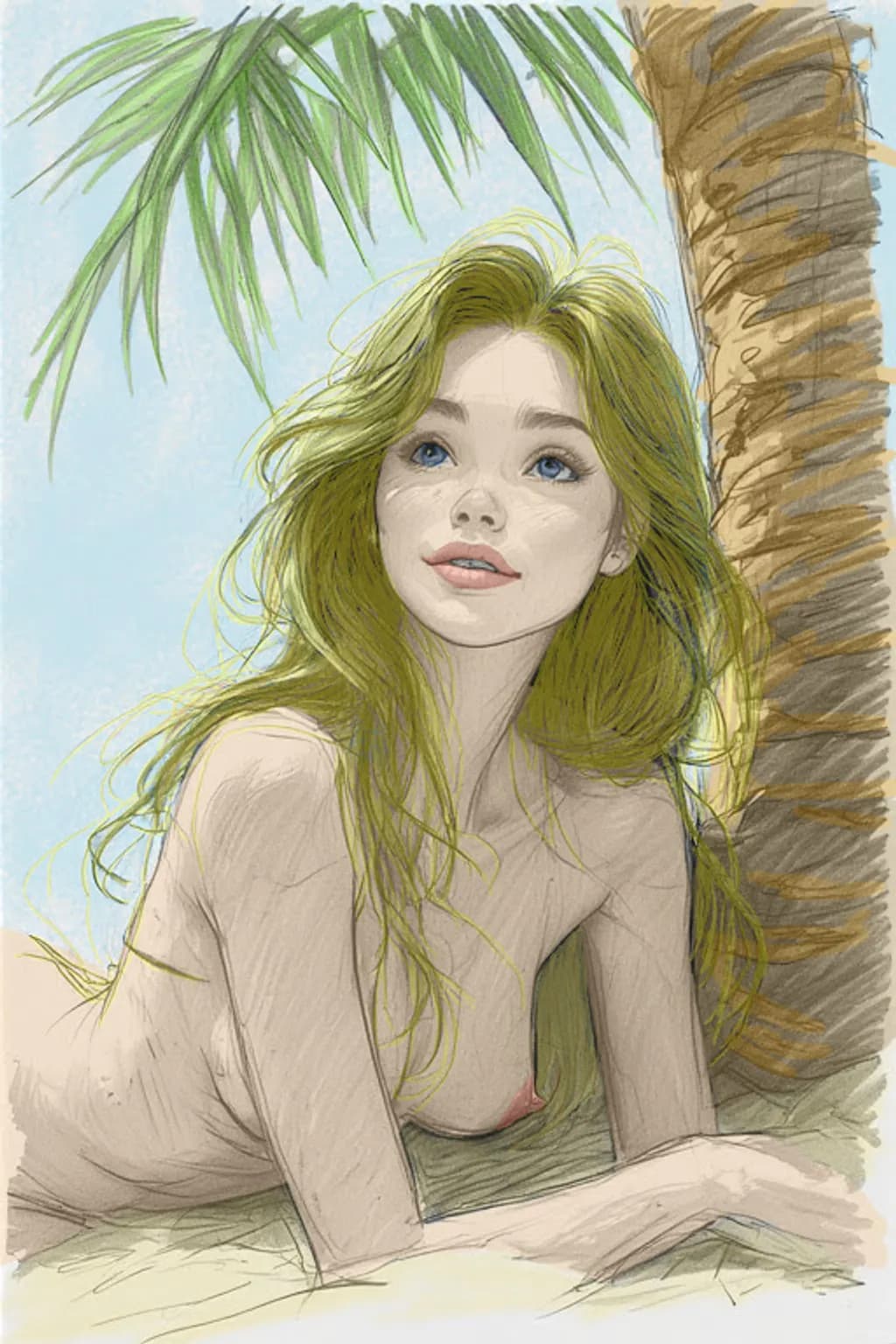 Palm-Framed Portrait