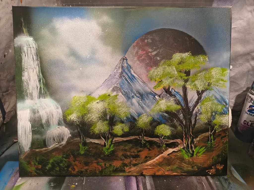 Moonlit Mountain Waterfall