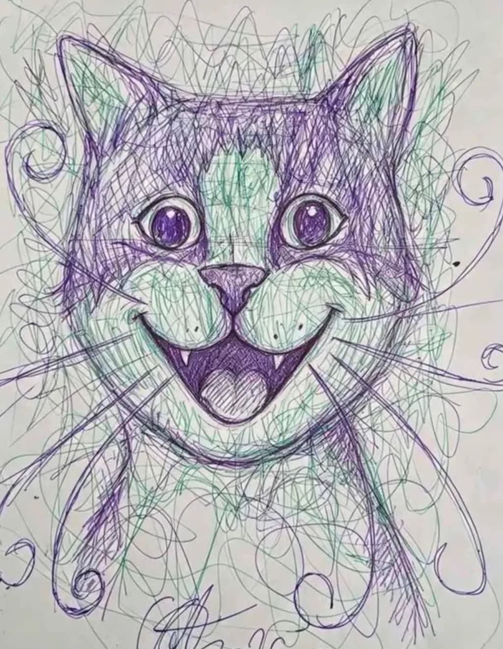 Purple Scribble Cat