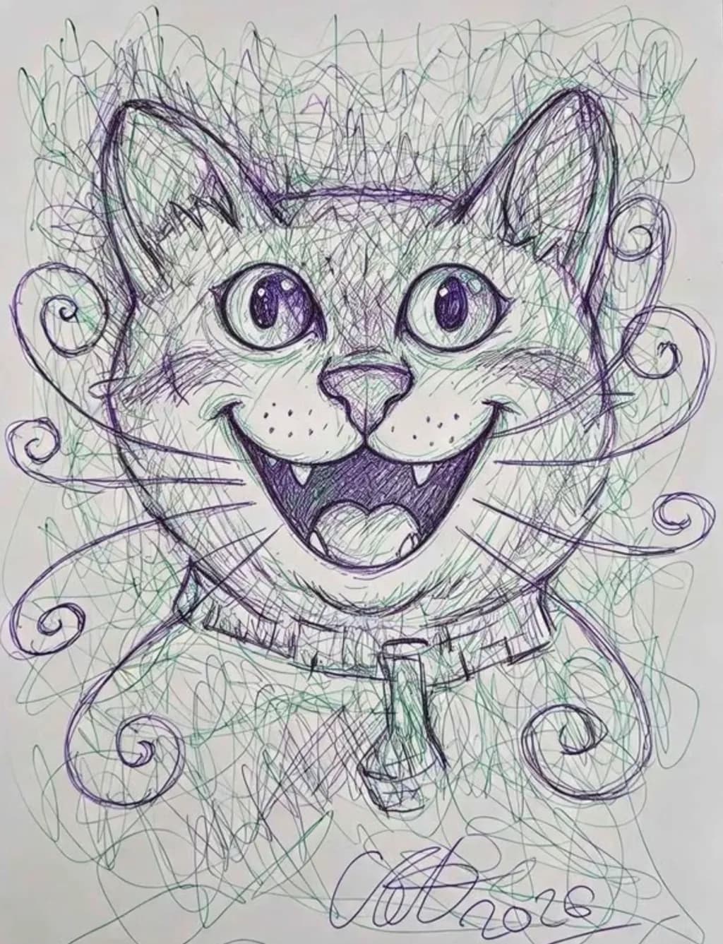 Grinning Scribble Cat