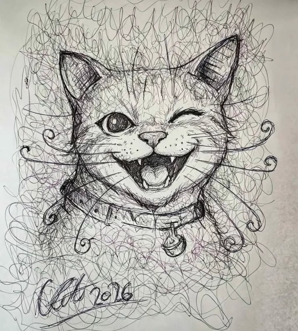 Scribble Cat Grin