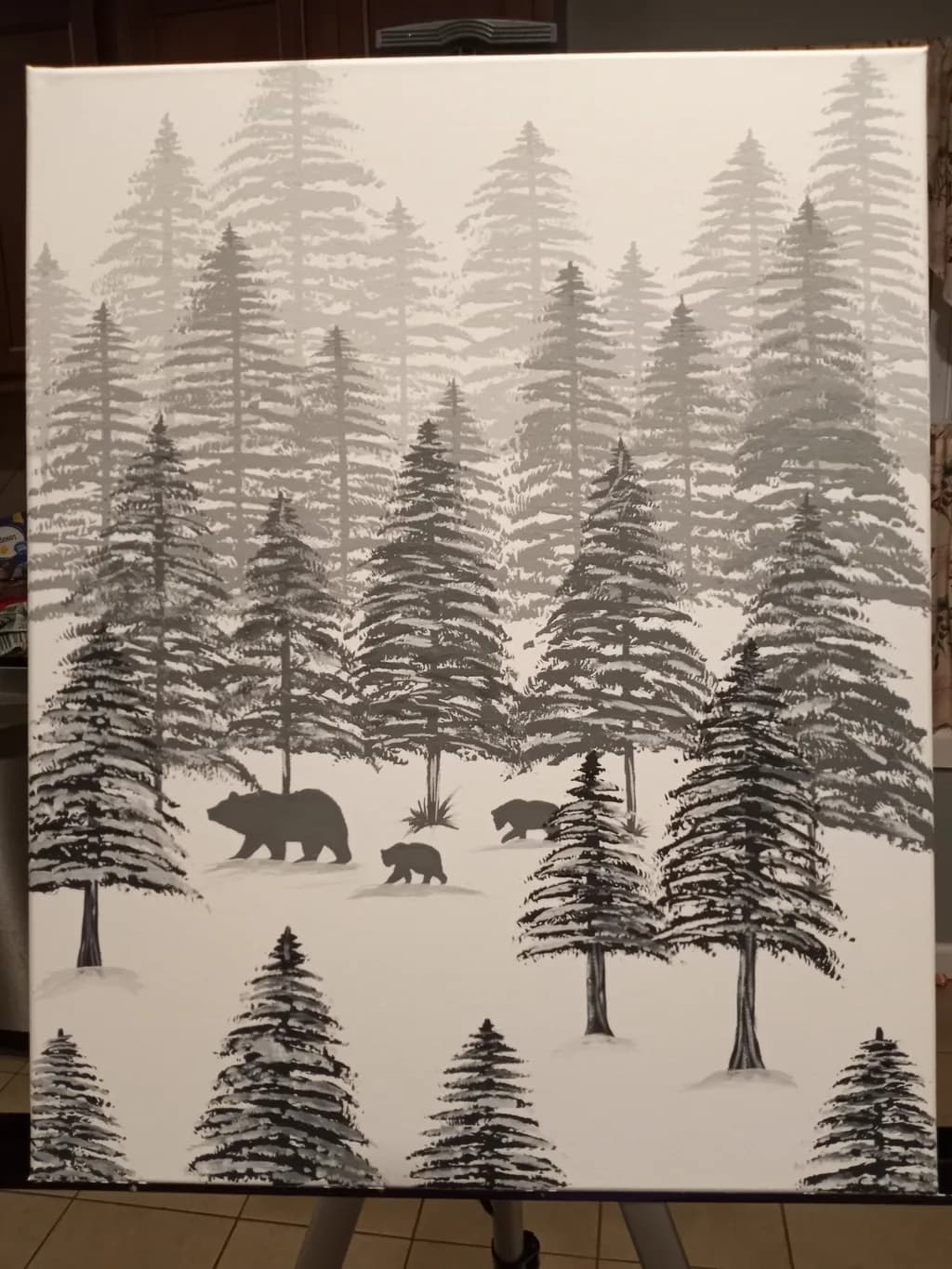 Bears in Snowbound Forest