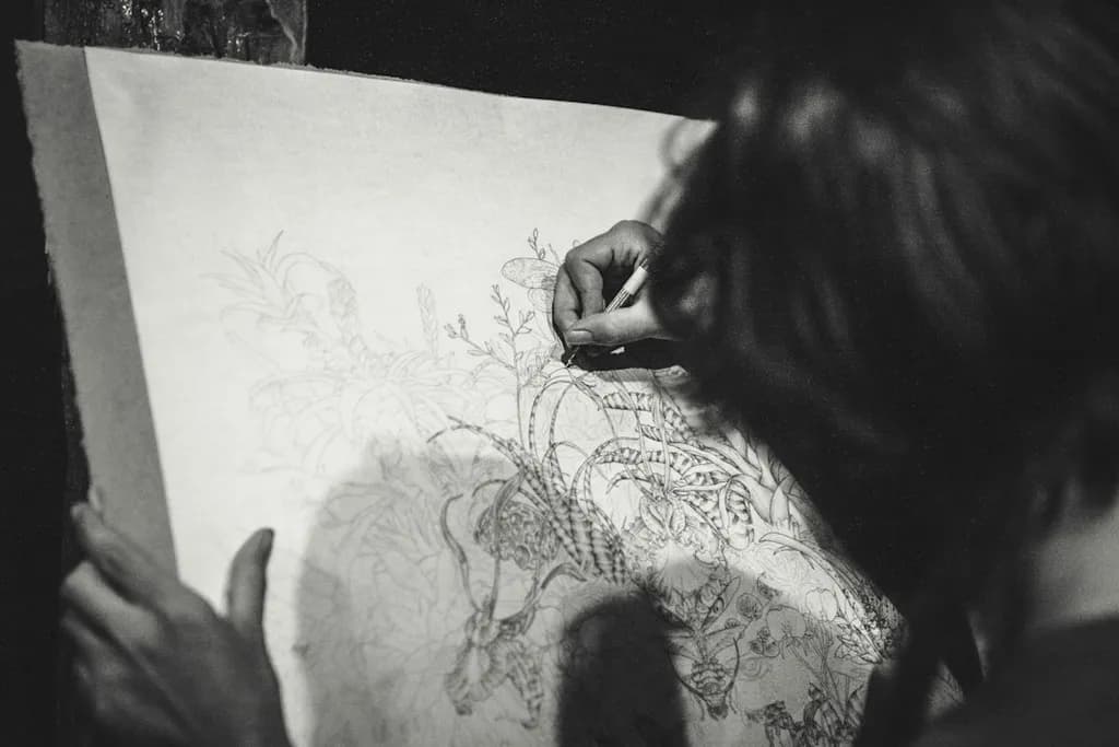 Botanical Sketch in Progress